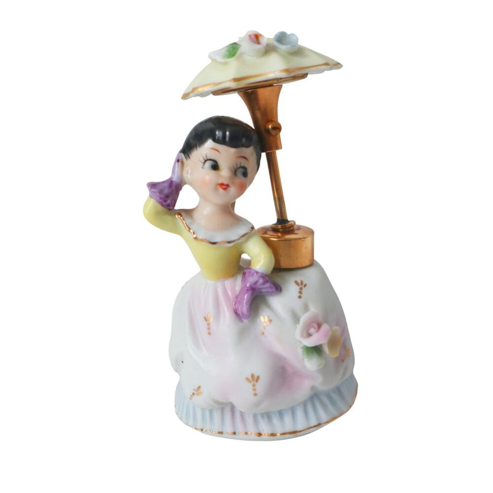 Vintage DeVilbiss Porcelain Lady With Umbrella Perfume Atomizer